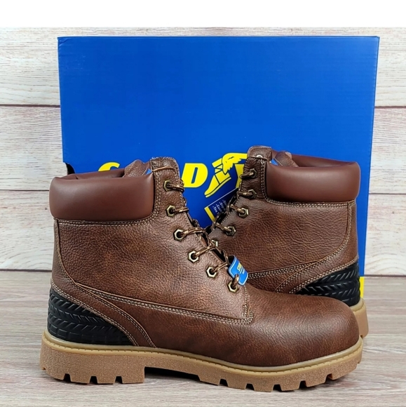 Goodyear Maverik Steel Toe Work Boots Brown Slip Resistant Men's Mult Sizes - Picture 6 of 8